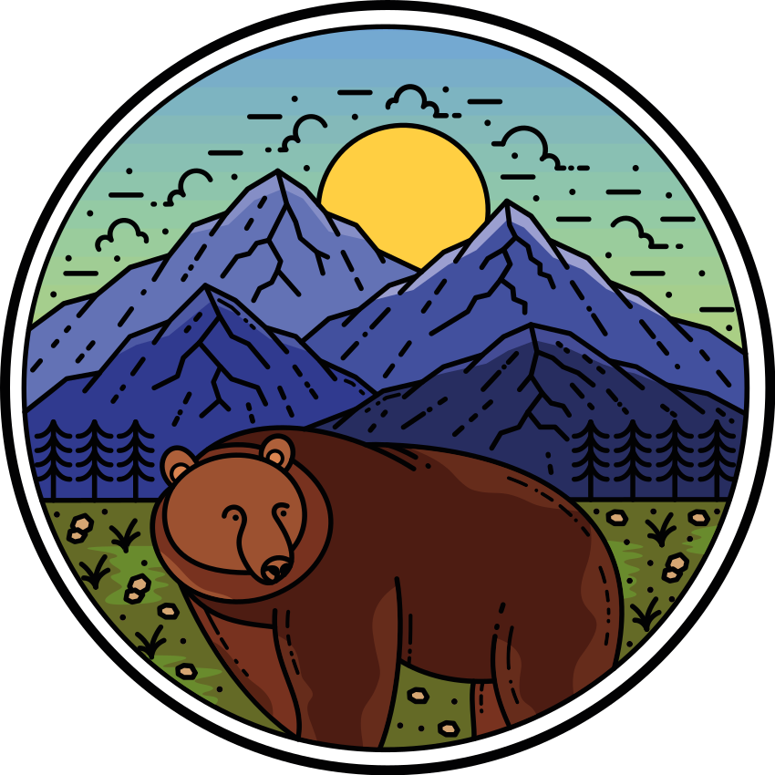 Animal vinyl rug mountain bear round - TenStickers