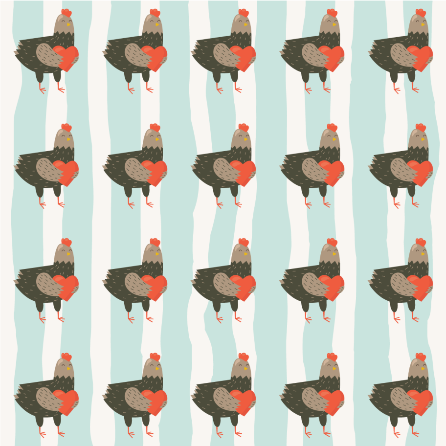 Animal vinyl rug with white stripes and roosters - TenStickers