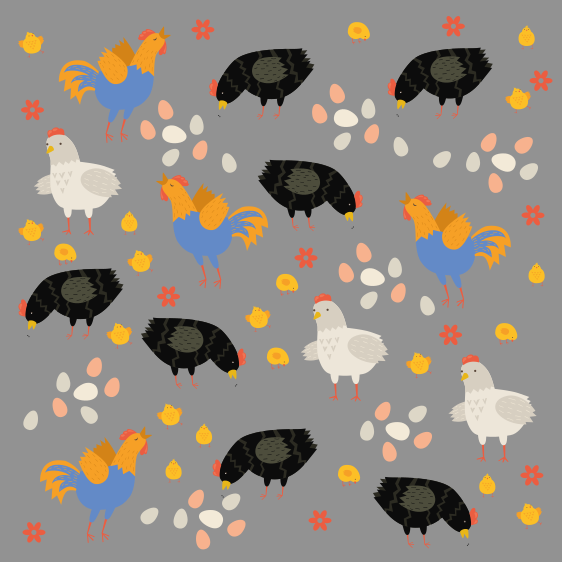 Animal vinyl rug with chickens in the pen pattern - TenStickers