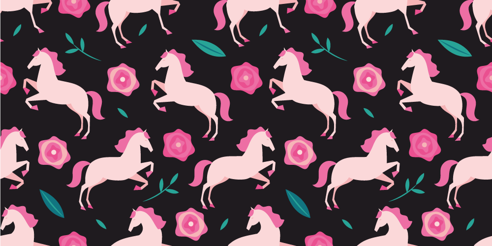 Animal vinyl rug with horses and plants - TenStickers