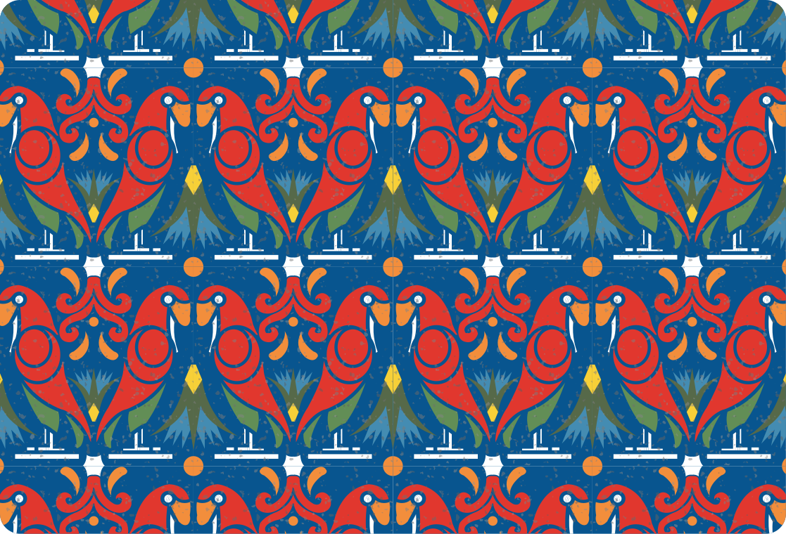 Animal vinyl rug with floral design on blue background - TenStickers