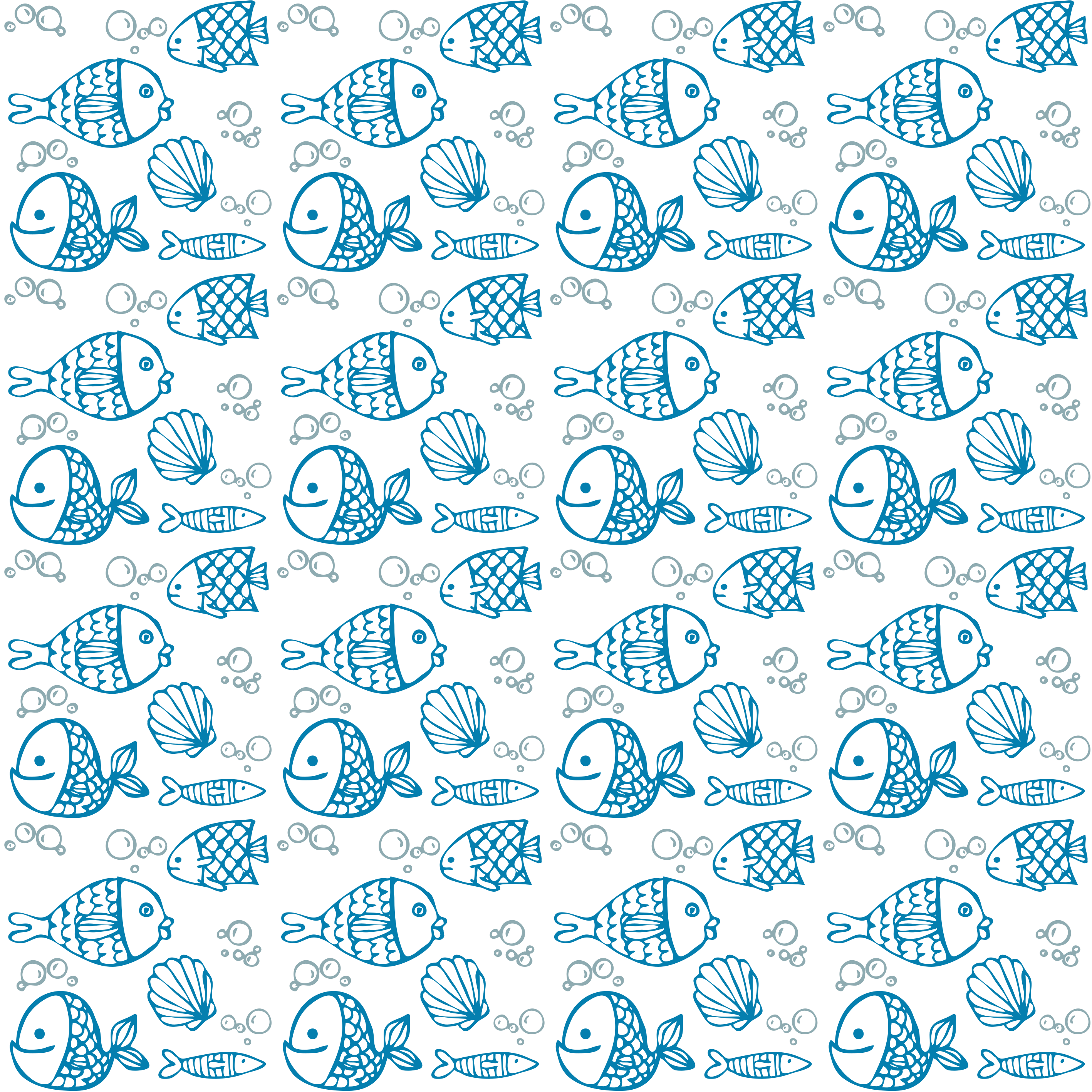 Animal vinyl rug with drawn blue fishes - TenStickers