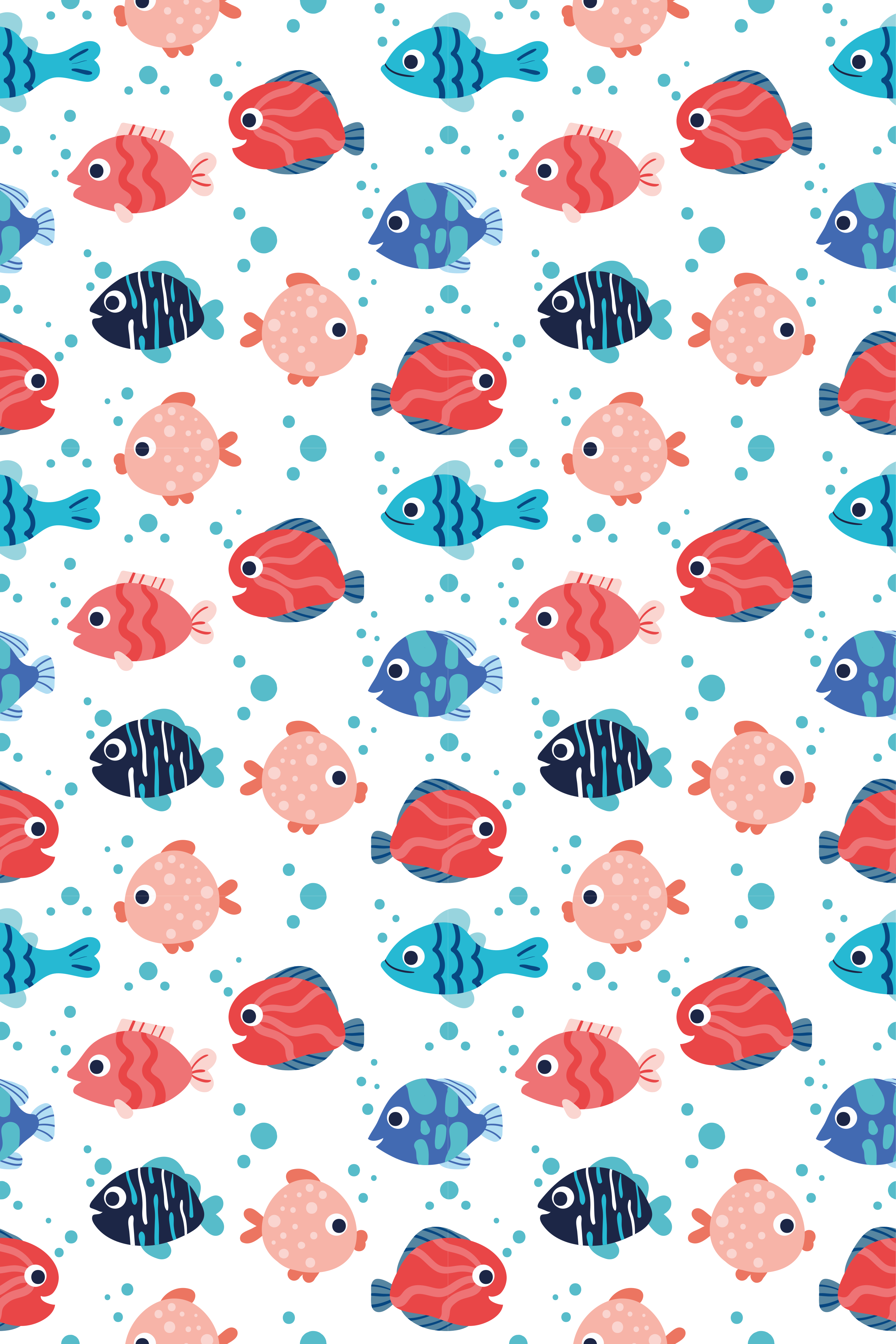 Animal vinyl rug with pink and blue fishes - TenStickers