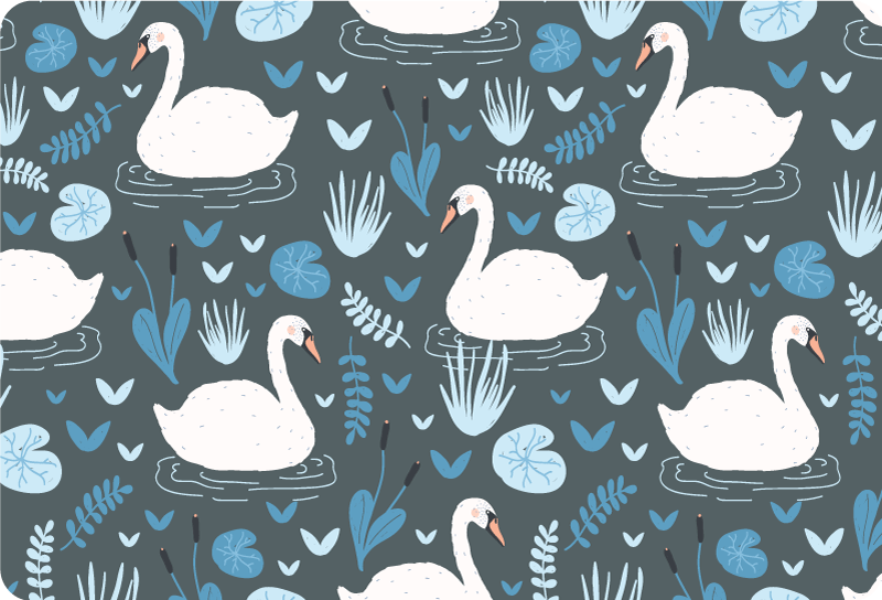 Animal vinyl rug with elegant white swan design - TenStickers