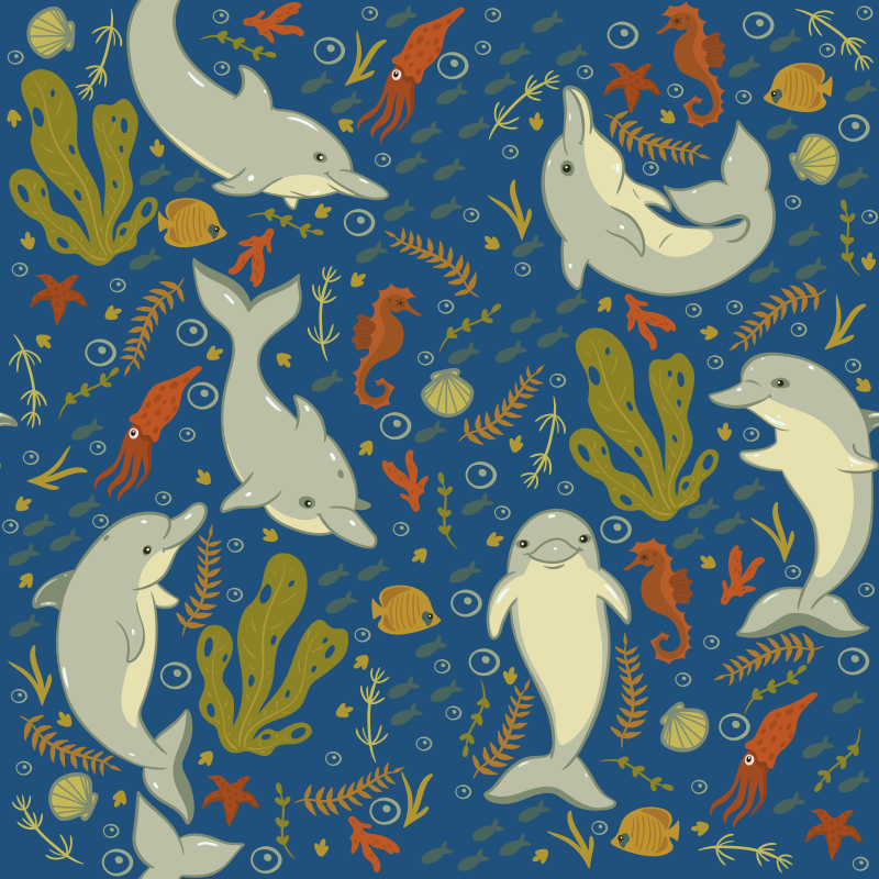 Animal vinyl rug playful marine life - TenStickers