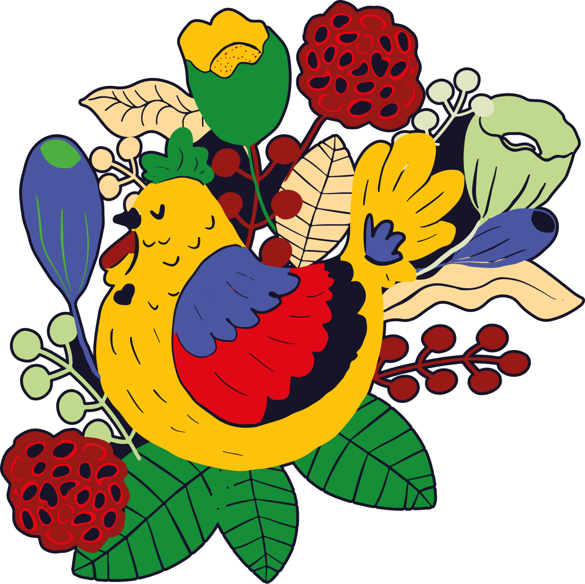 Colorful bird floral animal vinyl rug - TenStickers