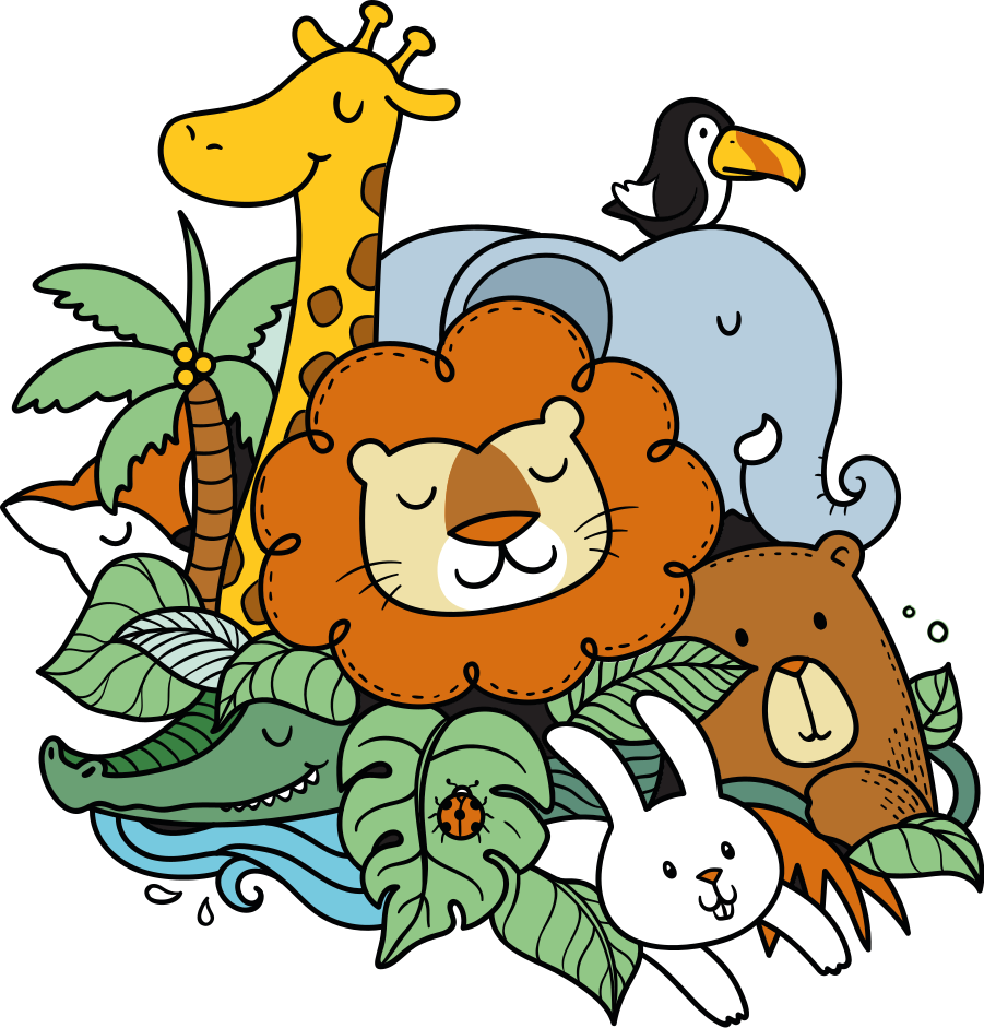 Playful animal scene animal vinyl rug - TenStickers