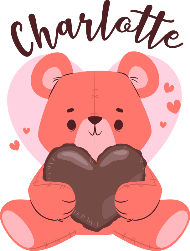 Animal vinyl rug cute bear with heart design - TenStickers