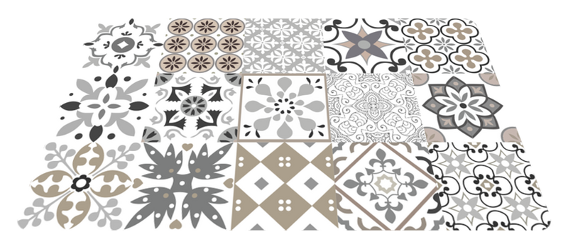 Kitchen vinyl rug geometric tile pattern - TenStickers