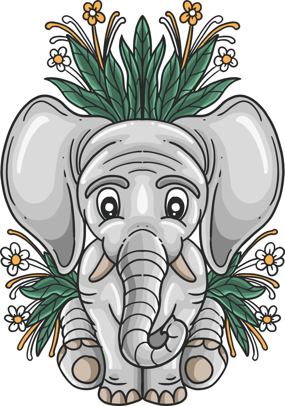 Cute elephant illustration animal vinyl rug - TenStickers