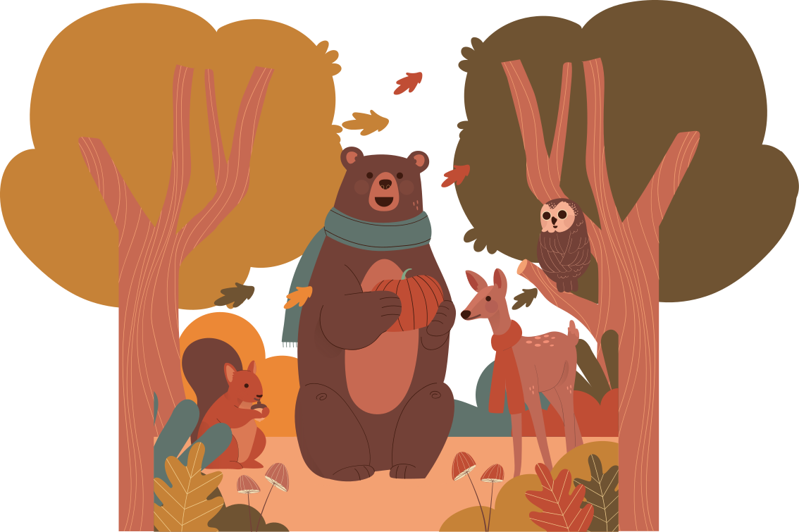 Animal vinyl rug fall woodland creatures - TenStickers