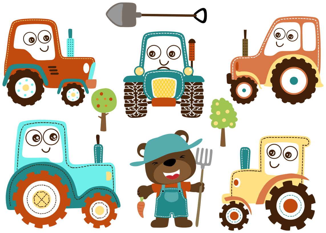 Animal vinyl rug with adorable tractor friends - TenStickers