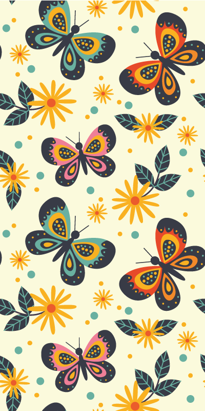 Animal vinyl rug with colorful butterfly prints - TenStickers