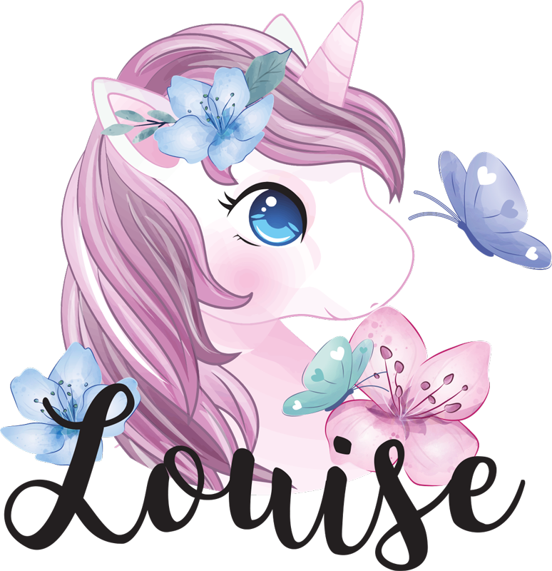 Unicorn with butterfly animal vinyl rug - TenStickers