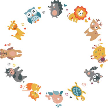 Animal vinyl rug with baby animals in circle - TenStickers