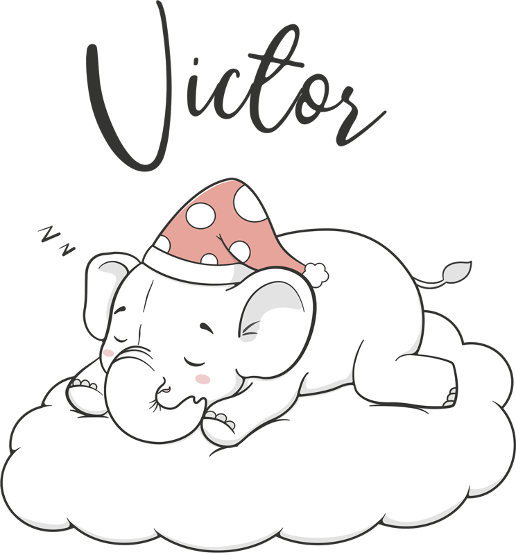 Animal vinyl rug with elephant in the clouds name - TenStickers