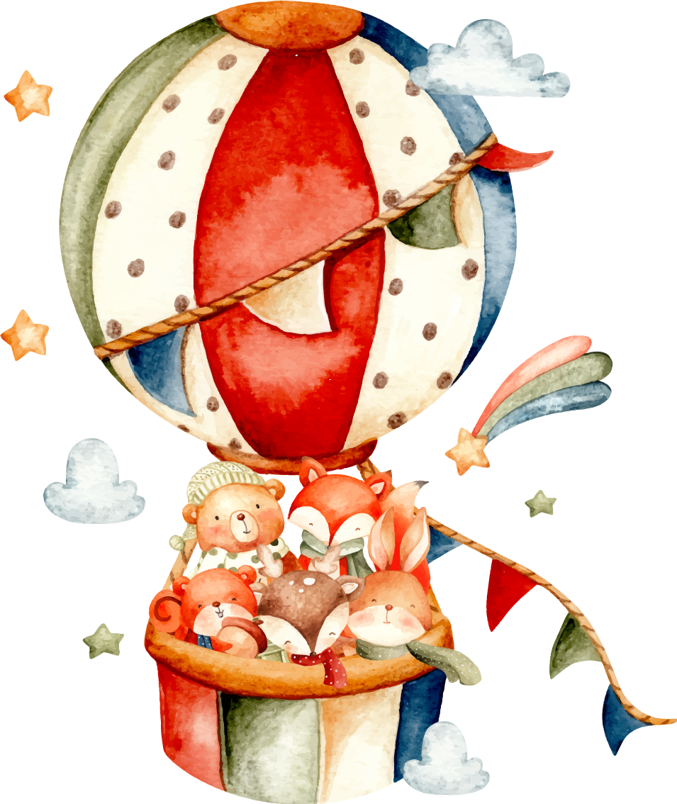 Animal vinyl rug with animals on colorful balloons - TenStickers