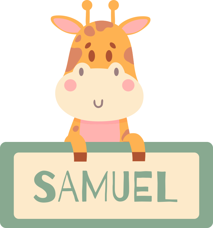 Animal vinyl rug with personalized giraffe label - TenStickers