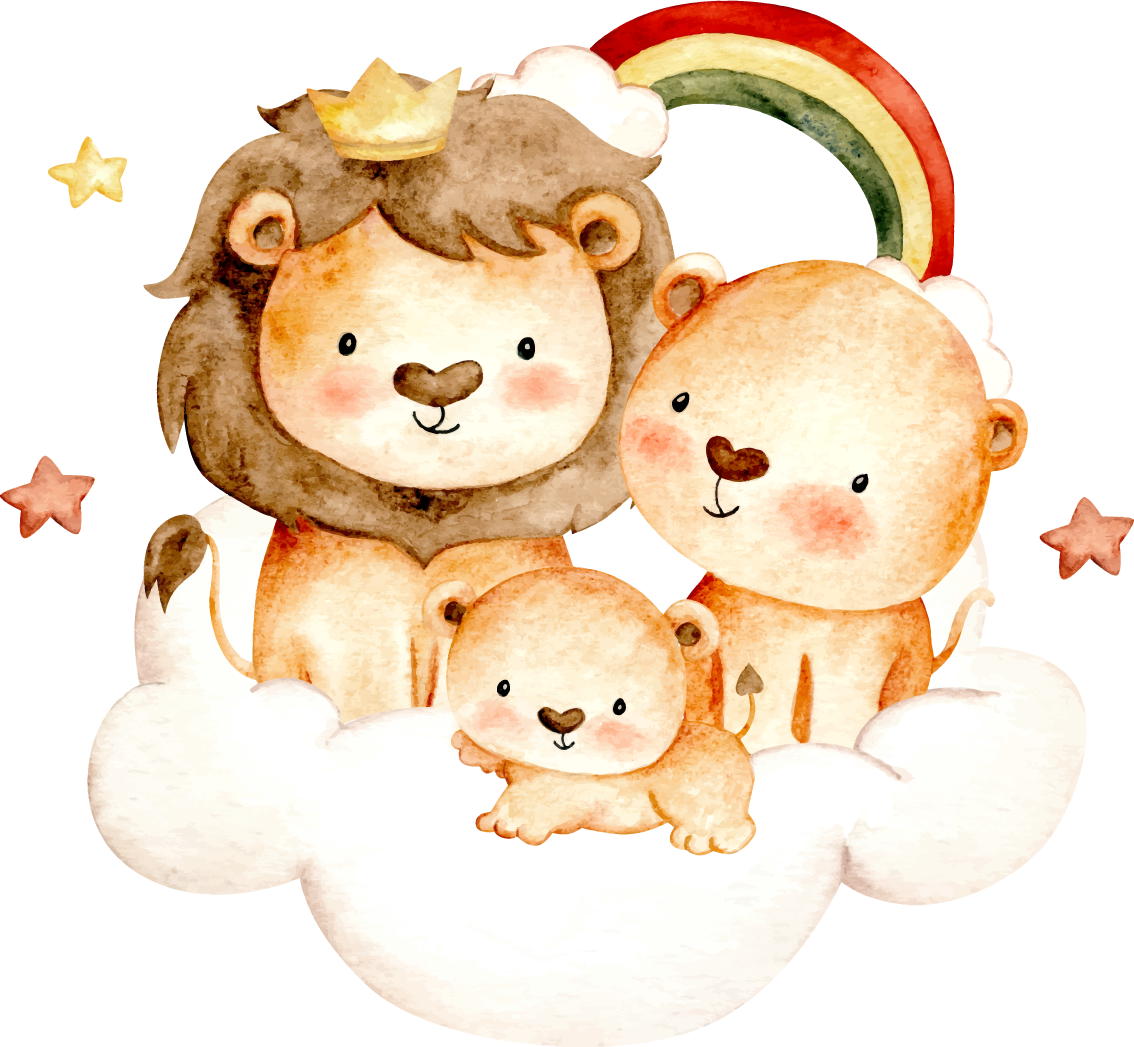 Baby animals with stars and clouds animal vinyl rug - TenStickers