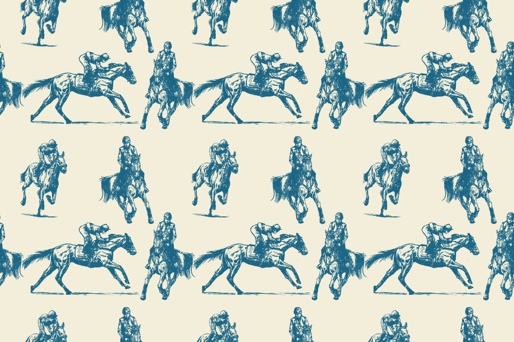 Animal vinyl rug with blue and beige horse design - TenStickers
