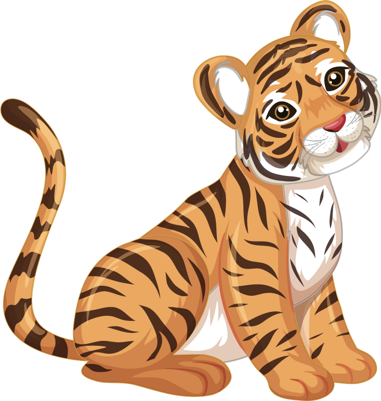 Playful tiger cub animal vinyl rug - TenStickers