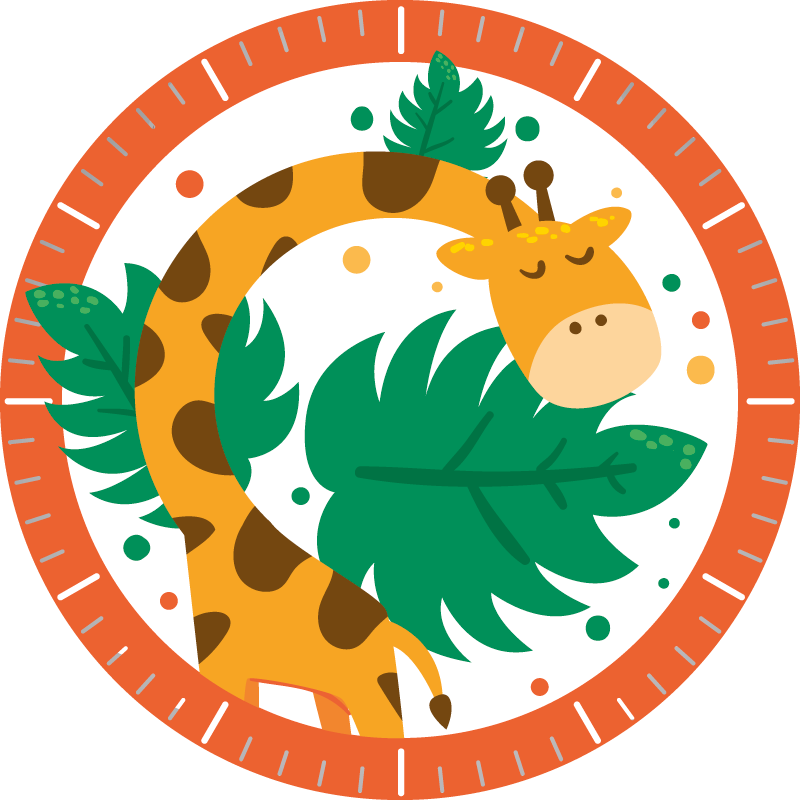 Animal vinyl rug children’s clock with giraffe - TenStickers