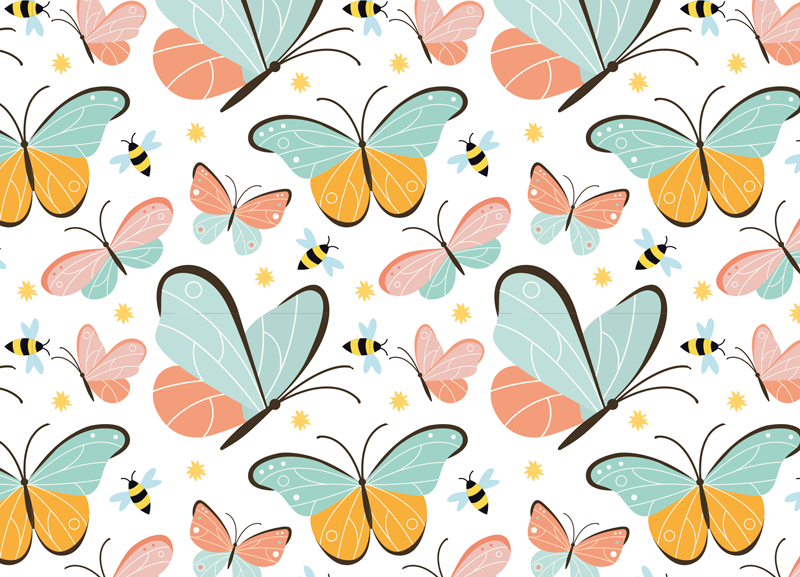 Animal vinyl rug butterflies and bees decor - TenStickers