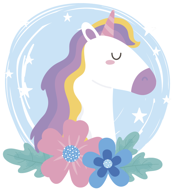 Bright hair unicorn animal vinyl rug - TenStickers