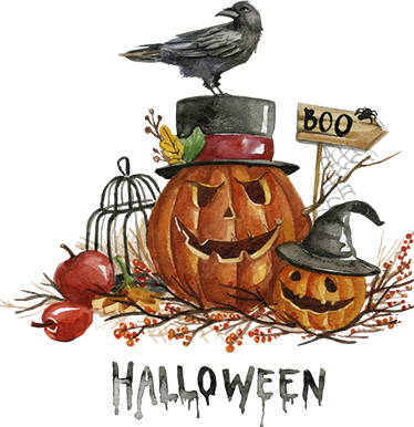 Halloween vinyl rug featuring spooky pumpkins - TenStickers