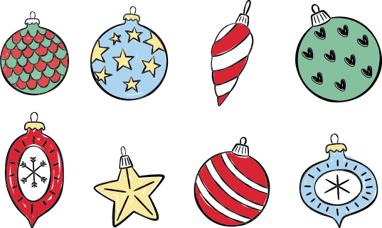 Christmas vinyl rug set of vintage christmas ornaments - TenStickers