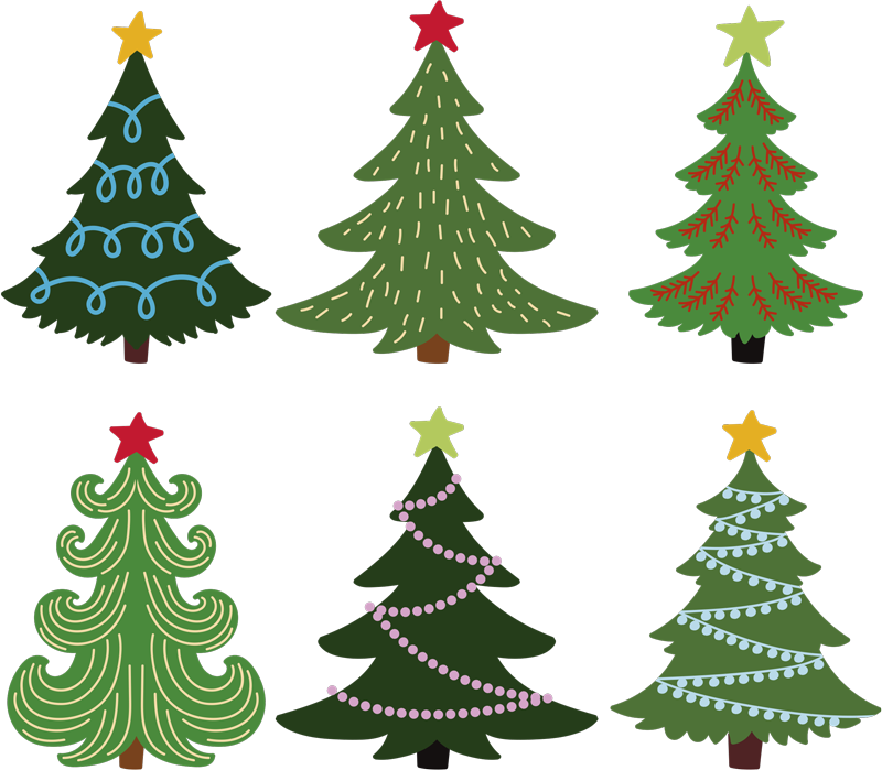 Christmas vinyl rug colorful christmas trees set - TenStickers