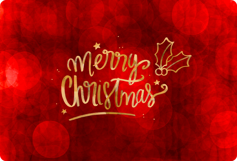 Christmas vinyl rug merry christmas in red laptop - TenStickers