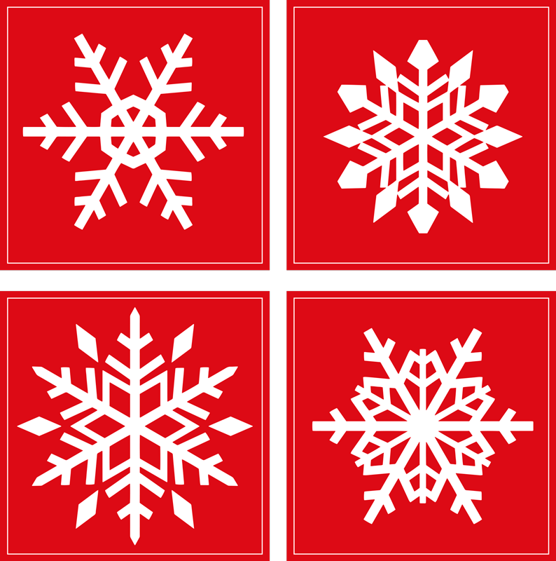 Christmas vinyl rug red snowflakes mat - TenStickers