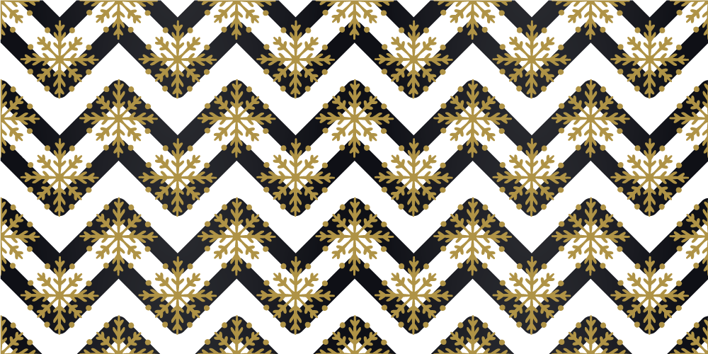 Christmas vinyl rug with golden snowflakes on zigzag - TenStickers