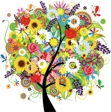 Floral vinyl rug summer tree - TenStickers
