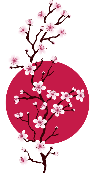 Floral vinyl rug with japanese cherry tree branches - TenStickers