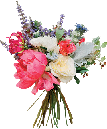 Floral vinyl rug with geometric bouquet design - TenStickers