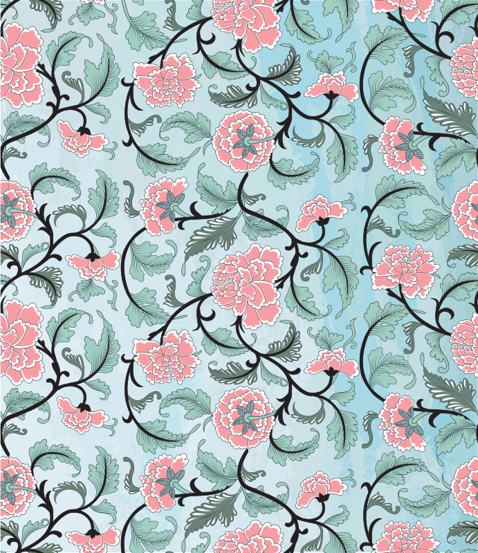 Floral vinyl rug with japanese floral design - TenStickers