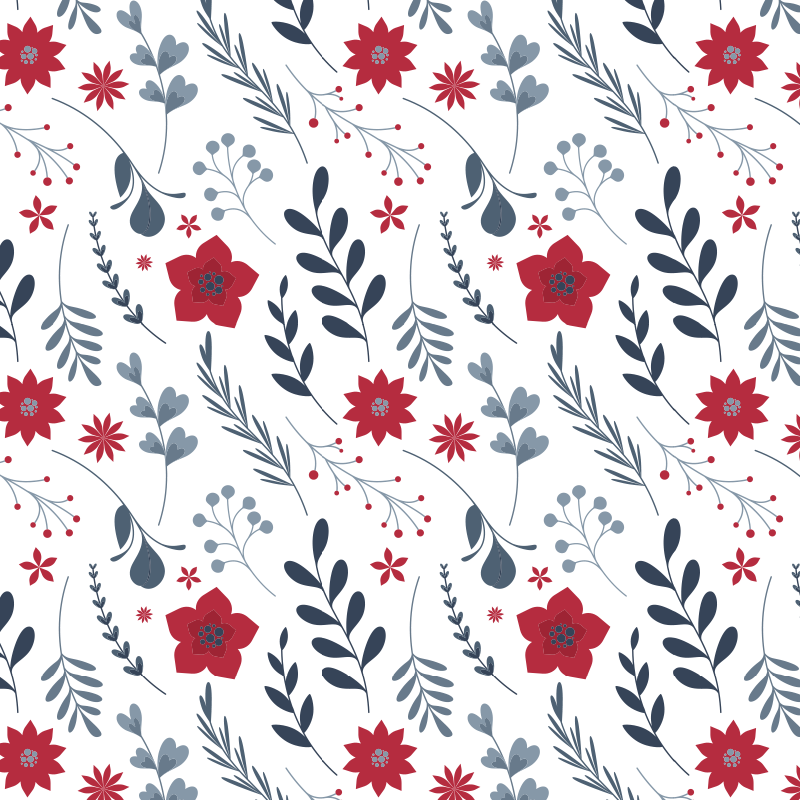 Floral vinyl rug with red and white design - TenStickers