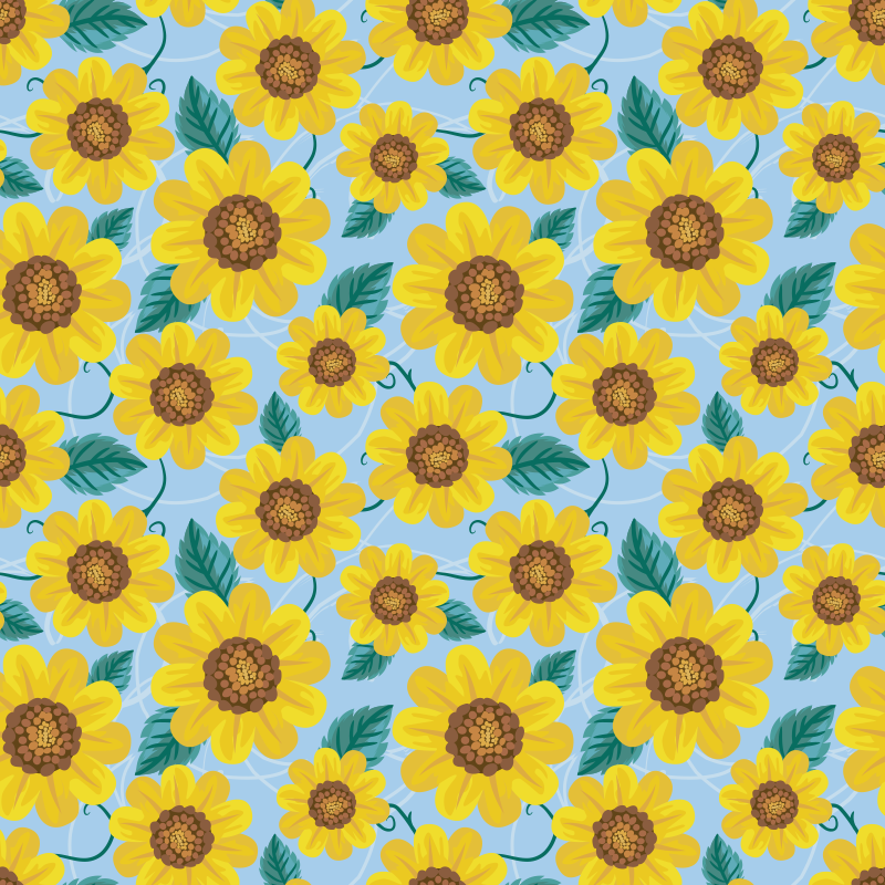 Floral vinyl rug with sunflower patterns - TenStickers