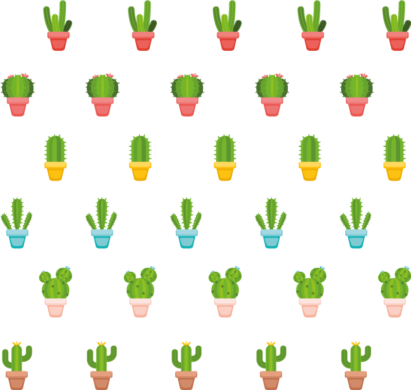 Floral vinyl rug with cactus pattern design - TenStickers