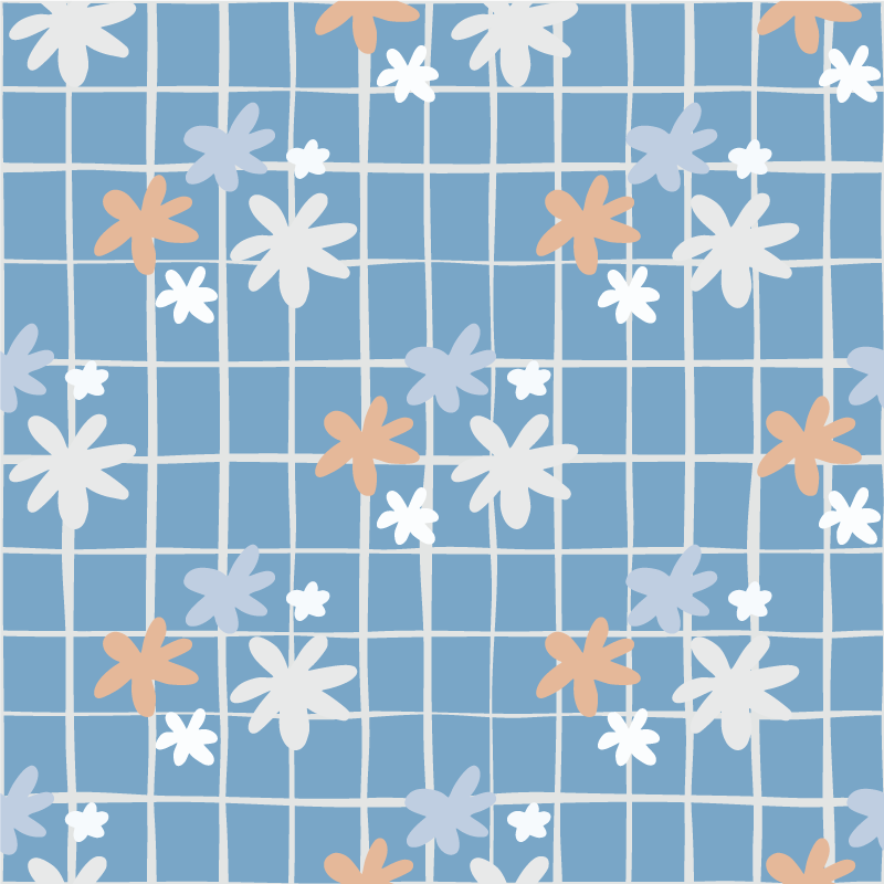 Floral element illustration floral vinyl rug - TenStickers
