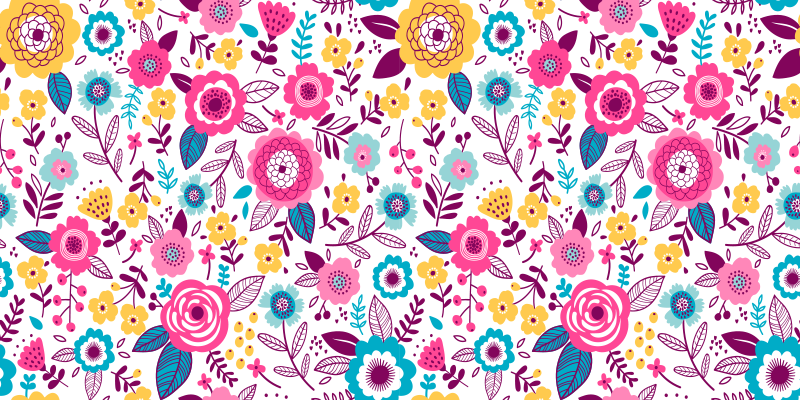 Floral vinyl rug with kallax pink flowers - TenStickers