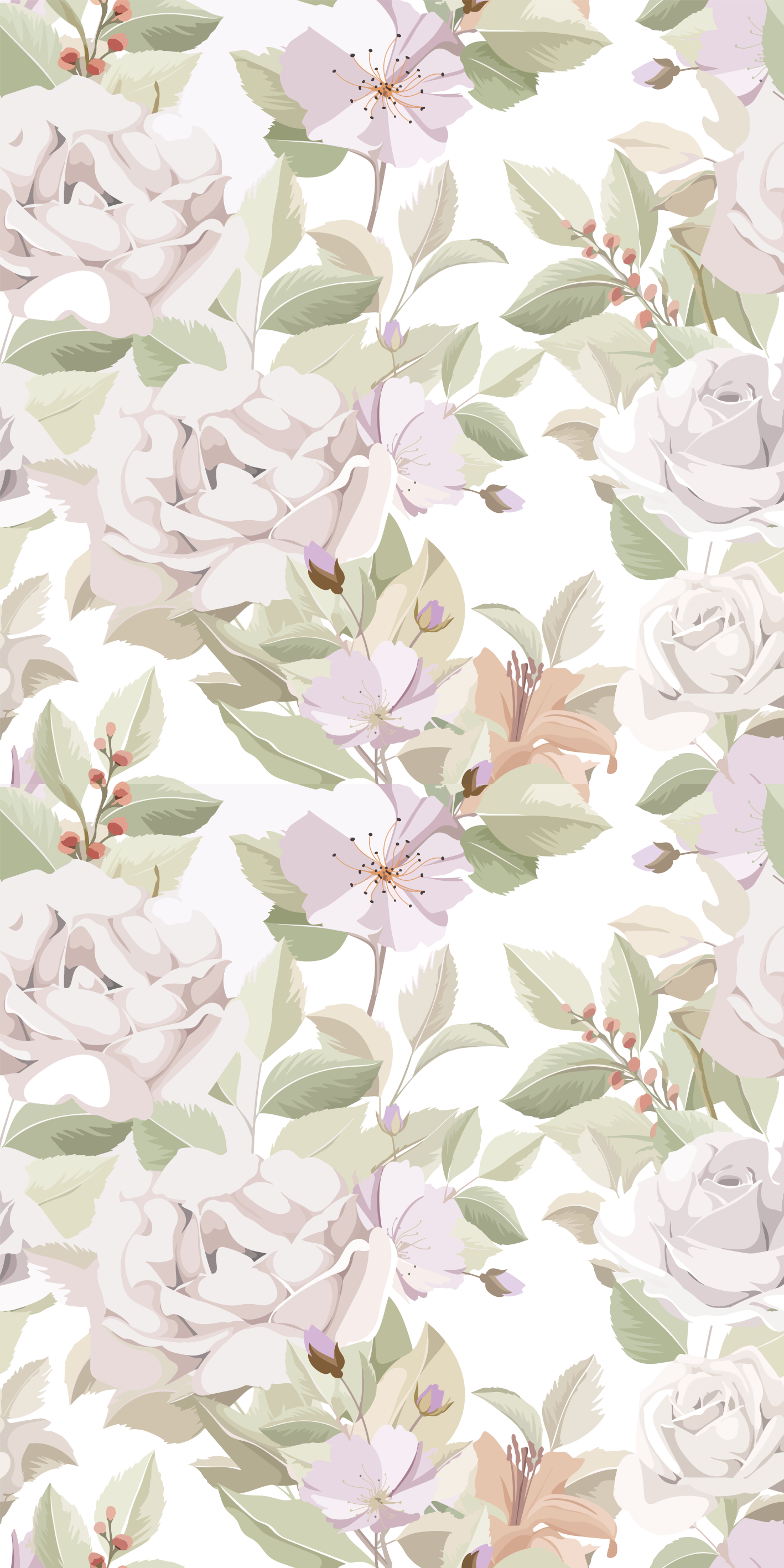 Floral vinyl rug with elegant floral seamless design - TenStickers