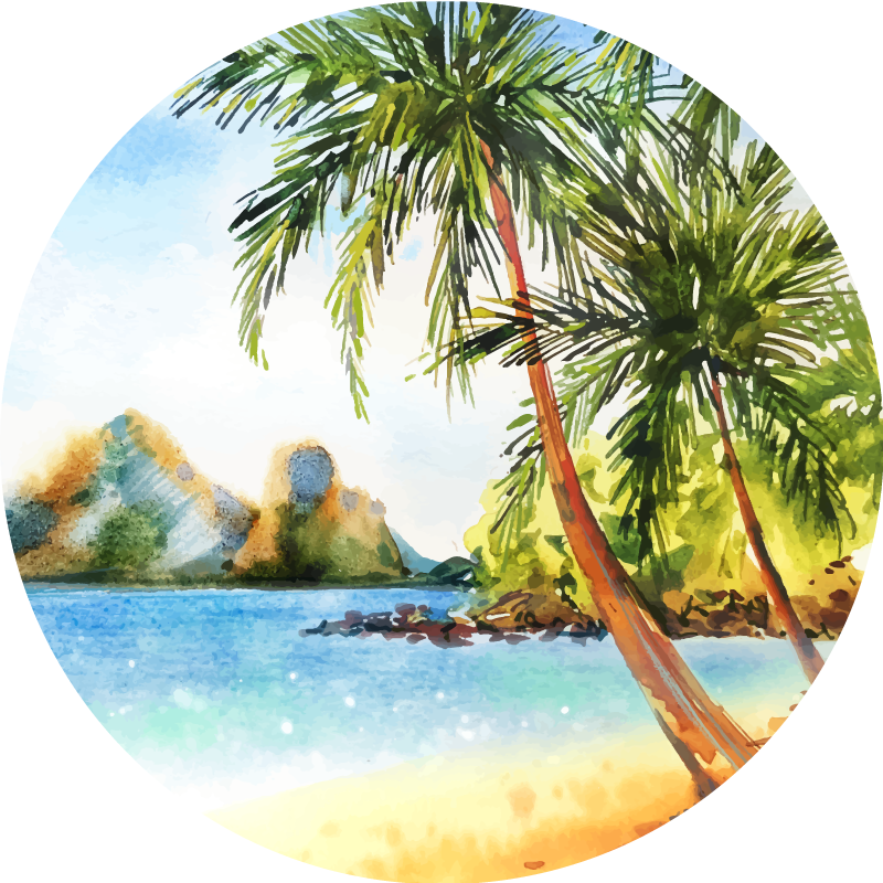 Floral vinyl rug watercolor palms design - TenStickers