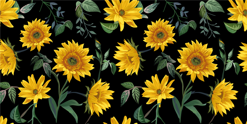 Vintage sunflower floral vinyl rug - TenStickers