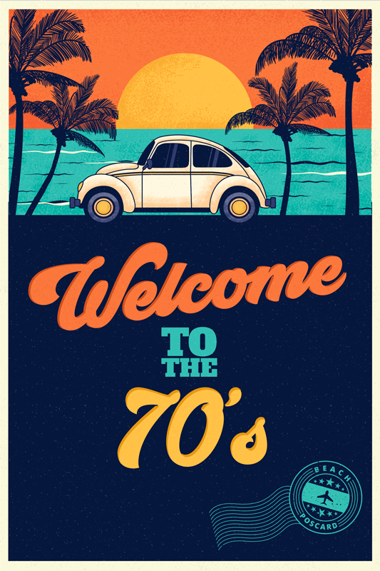 Vintage vinyl rug welcome to the 70s - TenStickers