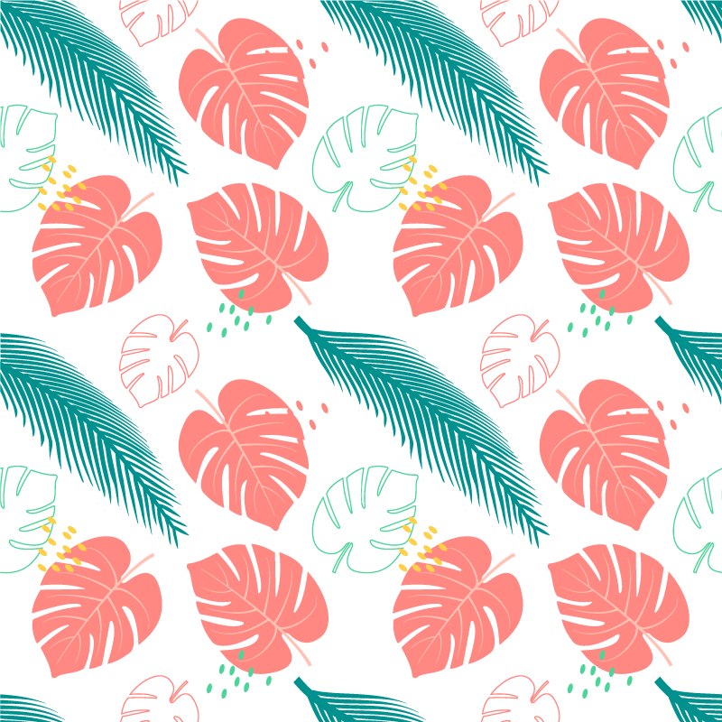 Pink tropical leaves patterned floral vinyl rug - TenStickers