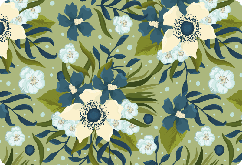 Floral vinyl rug in vibrant summer pattern - TenStickers