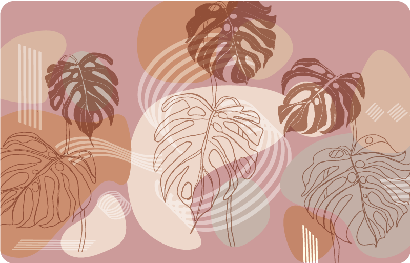 Floral vinyl rug with leaf continuous design - TenStickers